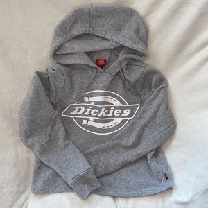 Dickies gray and white logo cropped hoodie size small